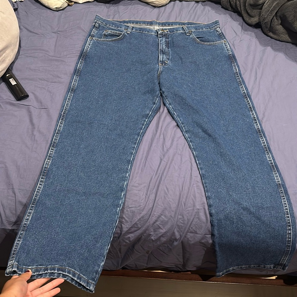 Brand: Wrangler, Size: 42x32, Color: Dark Denim